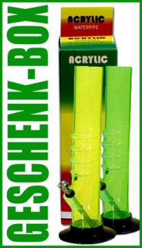 Acryl Bong 40 cm gelb oder grün Griffrillen