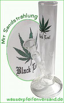 Glaszylinder mit Cannabisblatt gesandstrahlt 30cm