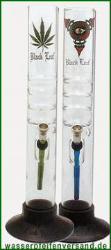 Glas Pfeife mit Hanfmotiv 38cm