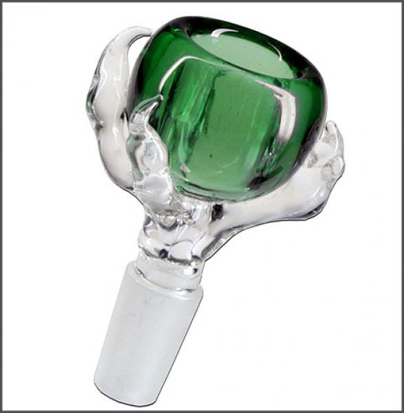 Grüner Glas-Kopf in Krallenform